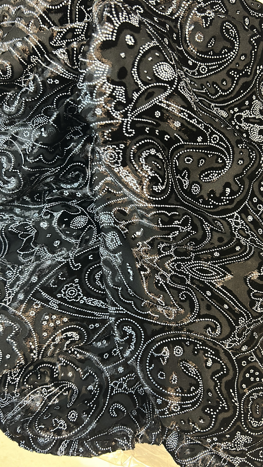 Luxe Black Paisley Burnout Fabric