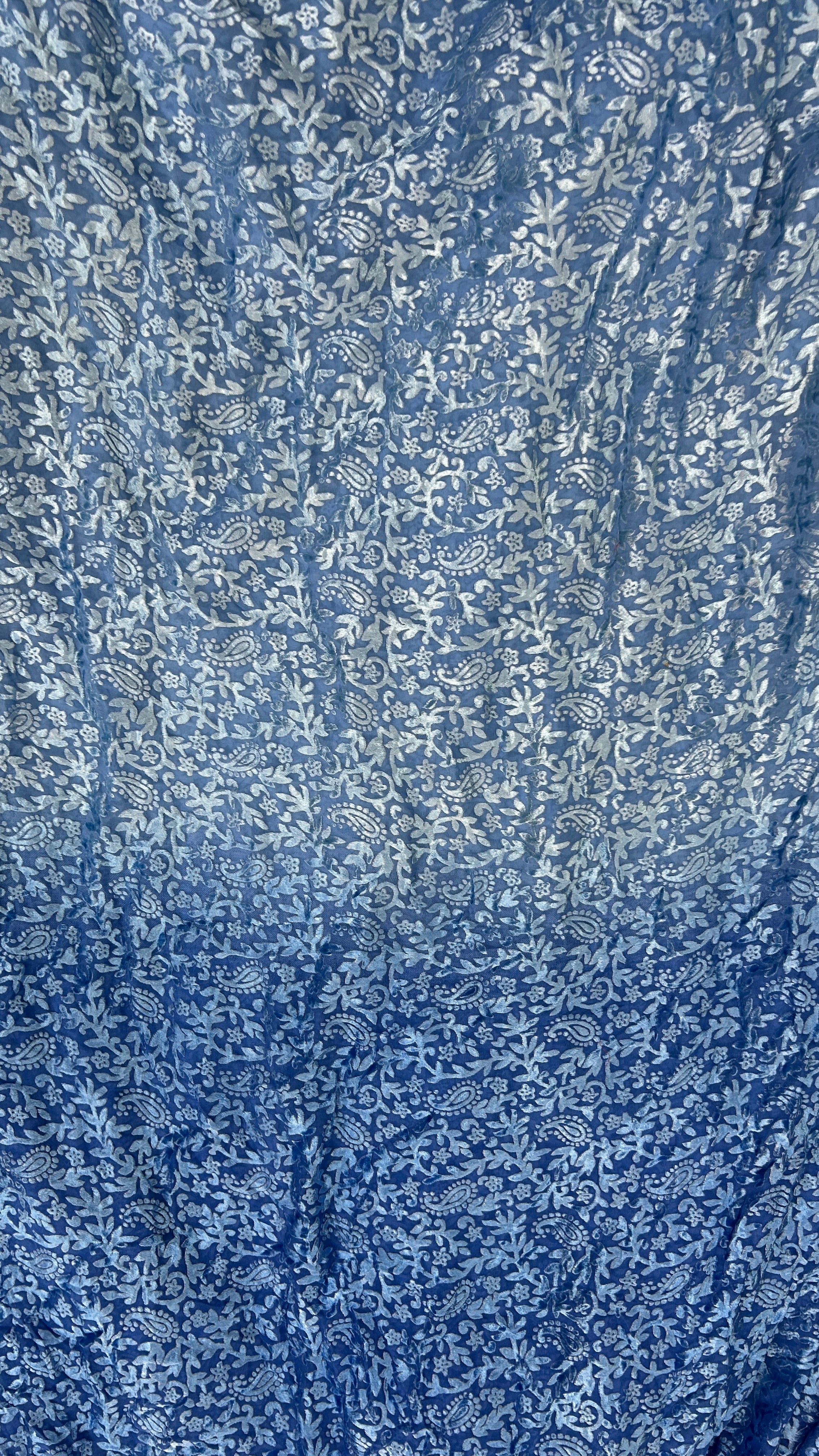 Premium Blue Floral-Jaal Fabric