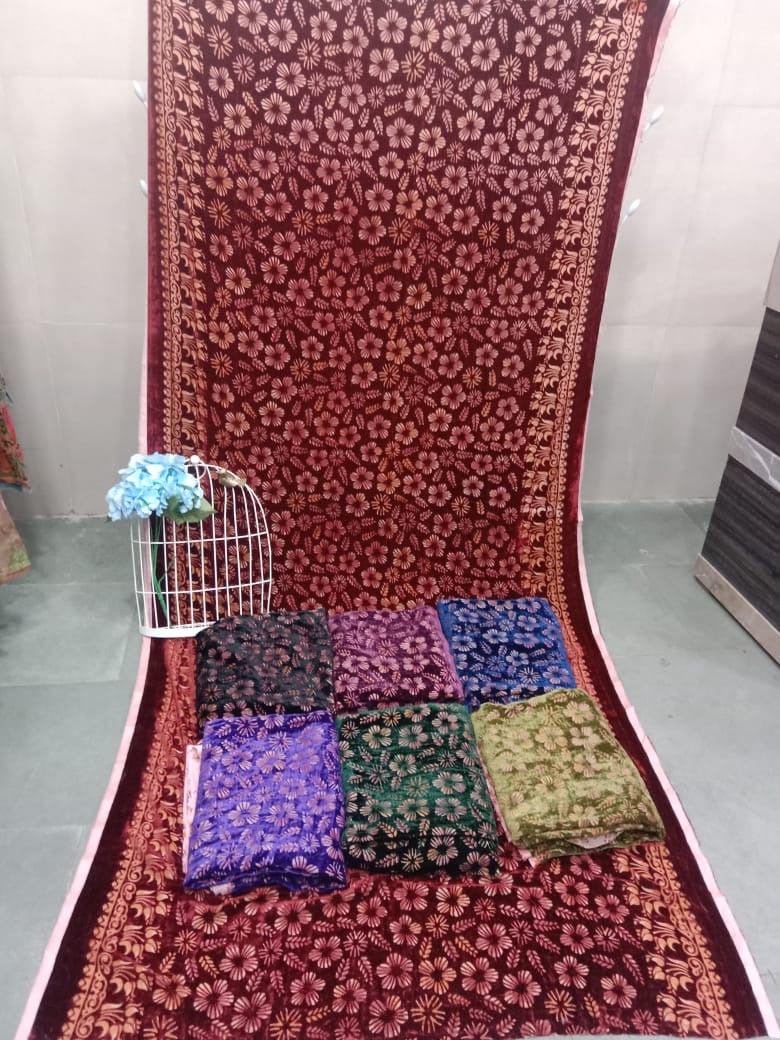 ✨ Premium Velvet Floral Embossed Suit Fabric