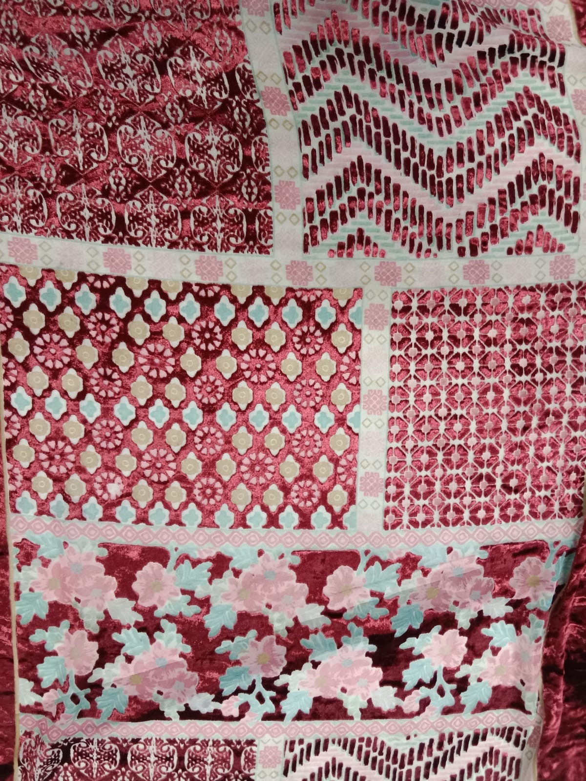 Vintage Red Boho Patch Print