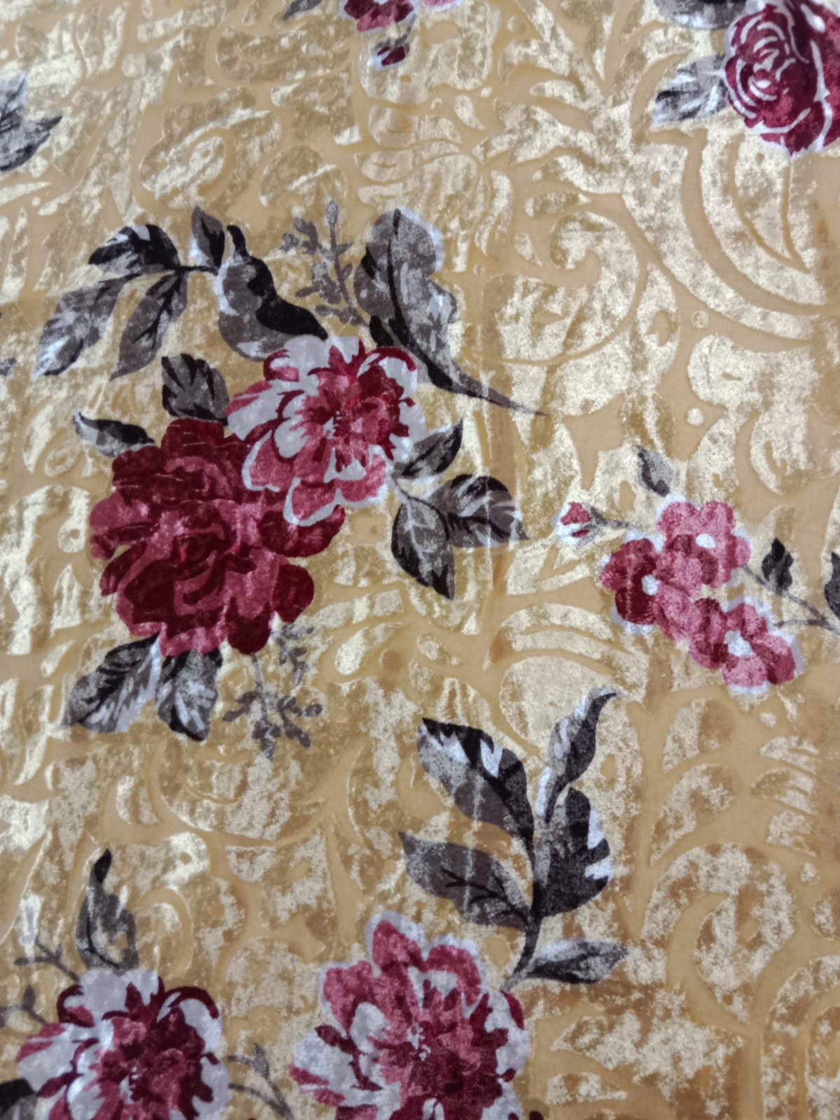 Floral Abstract Velvet Burnout