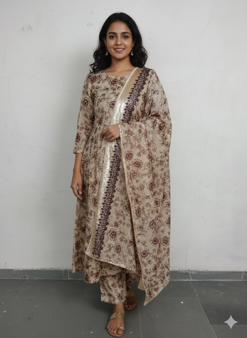 Premium floral burnout suit fabric