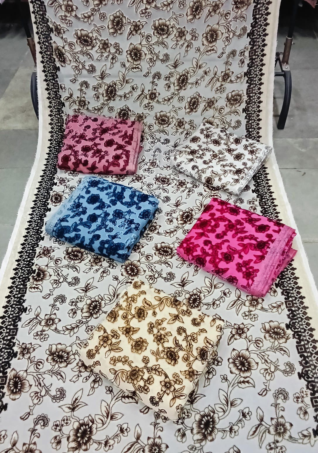 Premium Floral Burnout Velvet Suit Fabric ✨