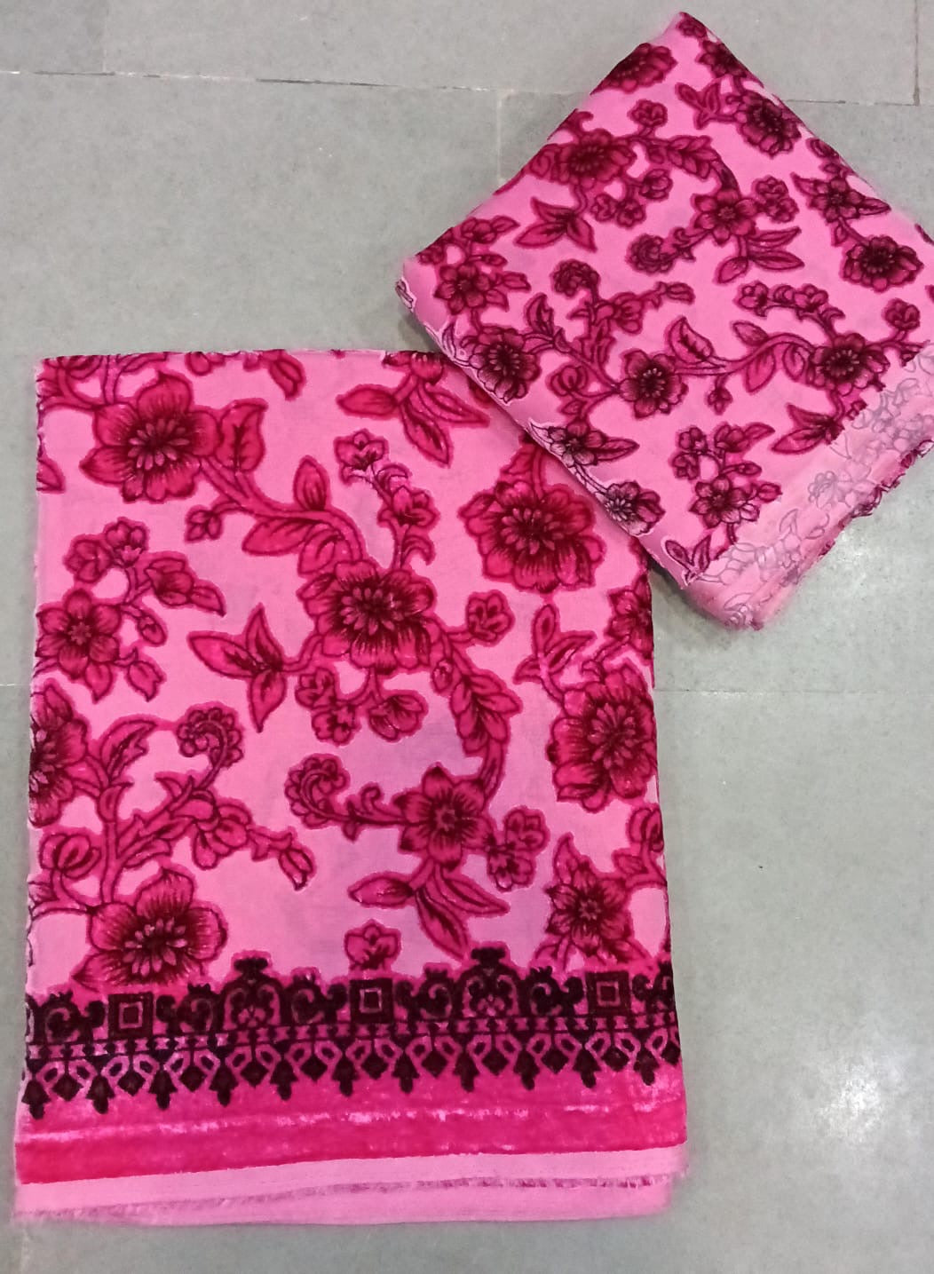 Premium Floral Burnout Velvet Suit Fabric ✨