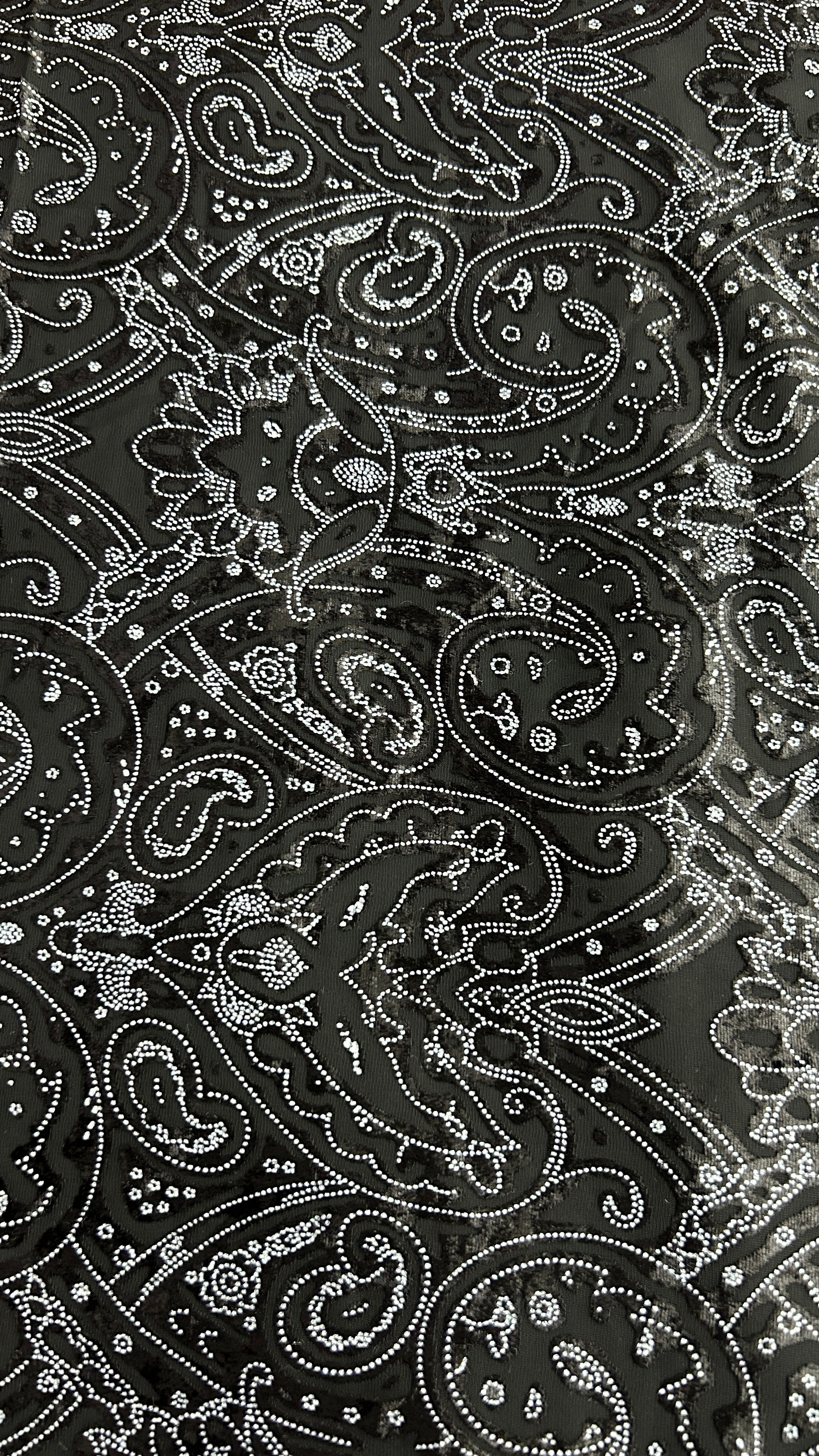 Luxe Black Paisley Burnout Fabric