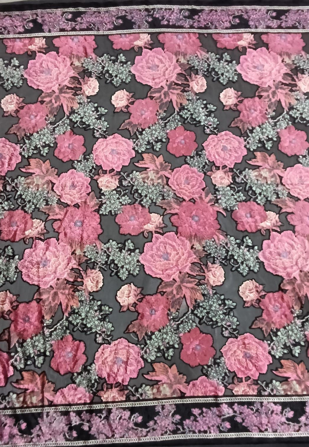 Premium Floral Burnout Velvet Fabric ✨