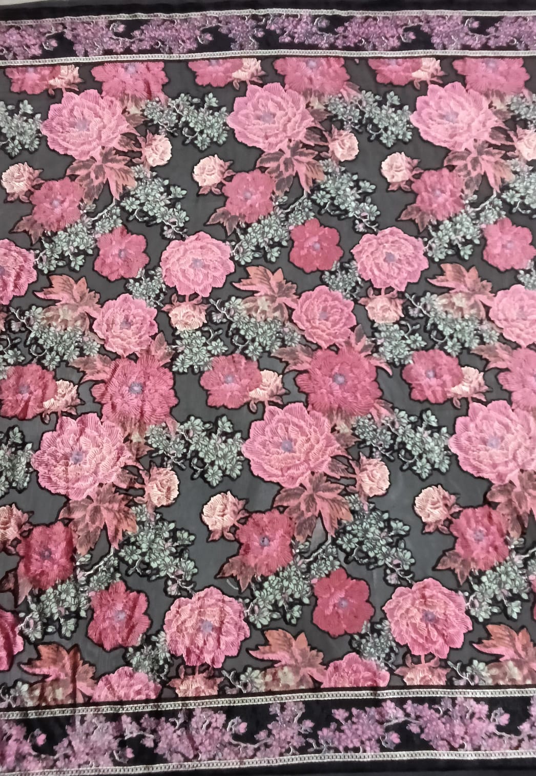 Premium Floral Burnout Velvet Fabric ✨