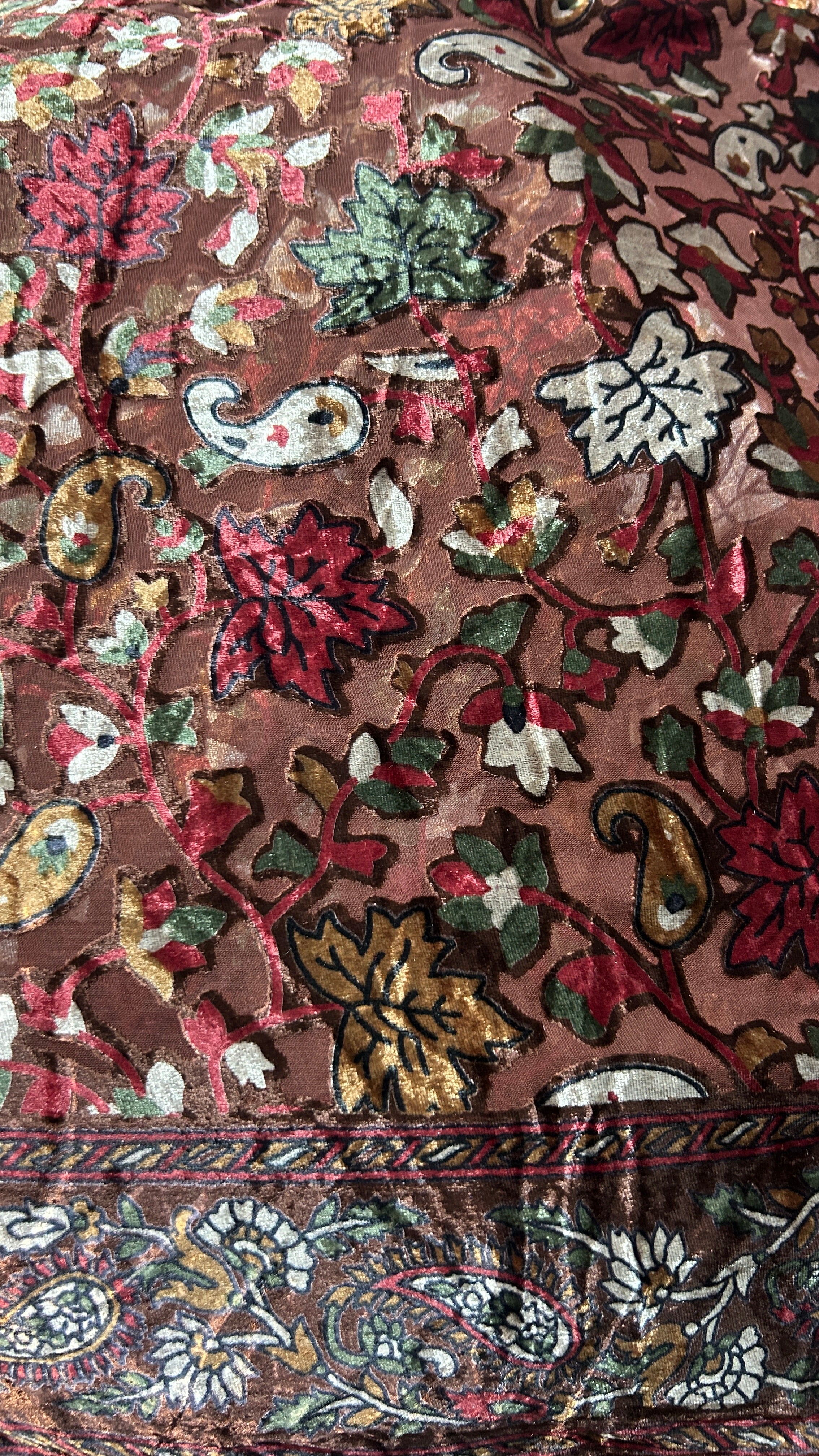 Premium velvet leaf print fabric