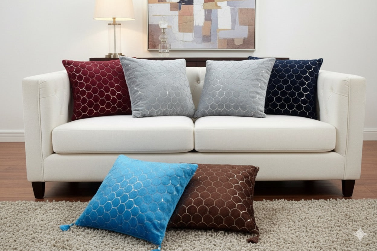 GLAM SHINE VELVET CUSHIONS SET OF 5