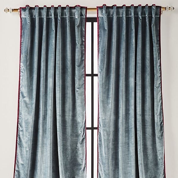 Luxury Aqua Velvet Curtain Set of 2